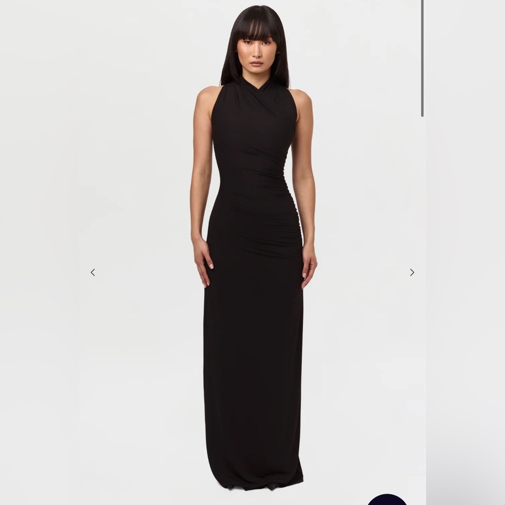 Naked Wardrobe Black Halter Sheath Maxi Dress